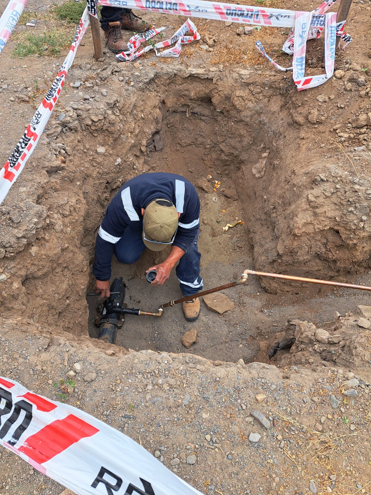 Trabajo de arranque de matriz de agua potable